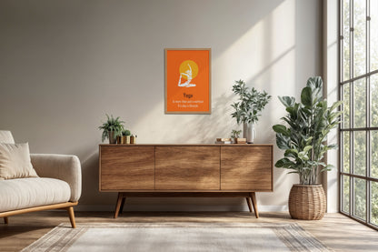 Living Room Cabinet Preview of Yoga as a Lifestyle Motivational Wall Art in Natrual Color Frame