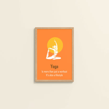 Wall View of Yoga as a Lifestyle Motivational Wall Art in Natrual Color Frame