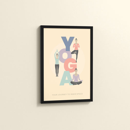 Side View of Inner Space – Yoga Poses Inspirational Wall Art in Black Color Frame