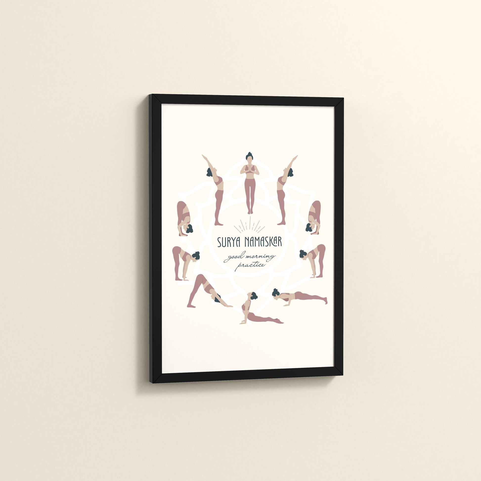 Side View of Surya Namaskar – Yoga Sequence Wall Art Frame in Black Color Frame